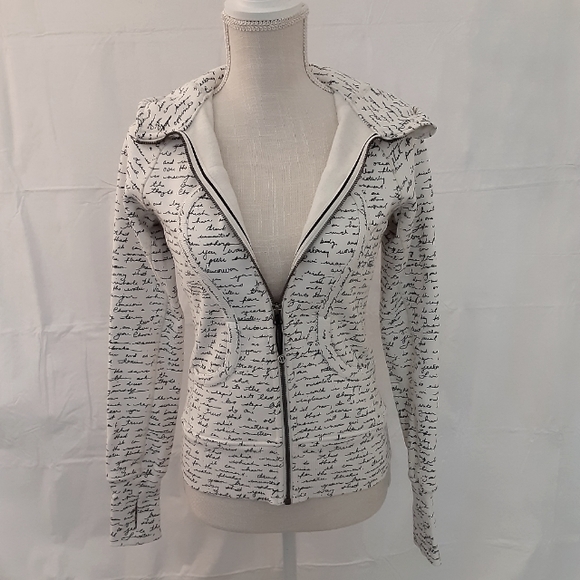 Lululemon Rare Scuba Hoodie II Manifesto Script Ghost Black White Jacket - XS - Picture 5 of 11